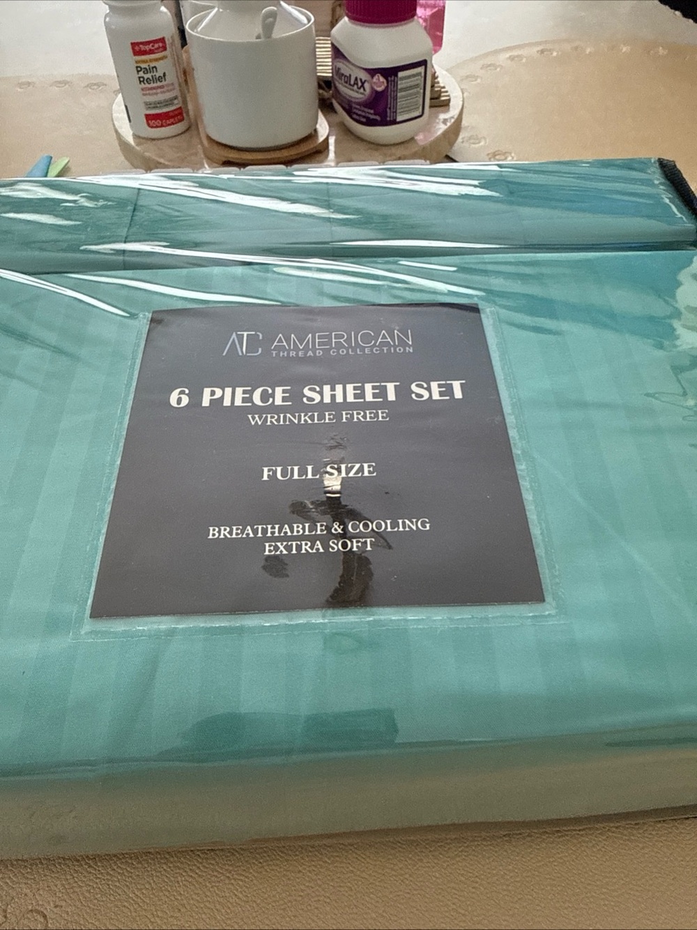 Six-Piece Teal Bedsheet Set - Picture 2 of 2